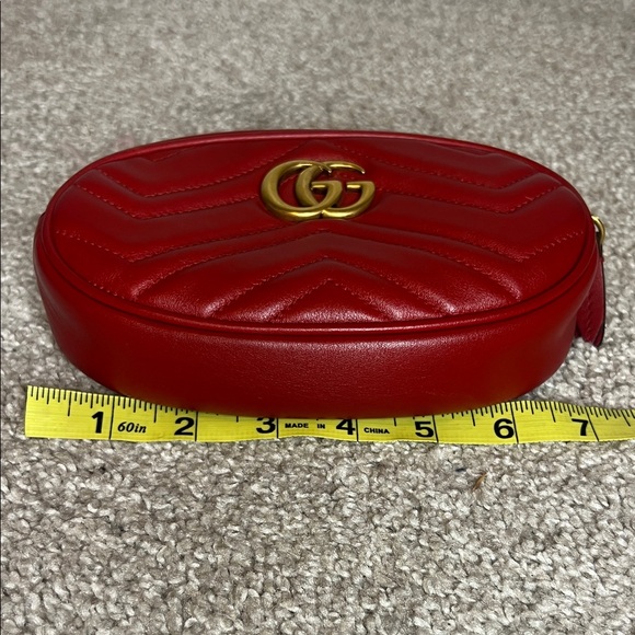 Gucci Red Mini Belt Bag with Gold Logo - Picture 13 of 13